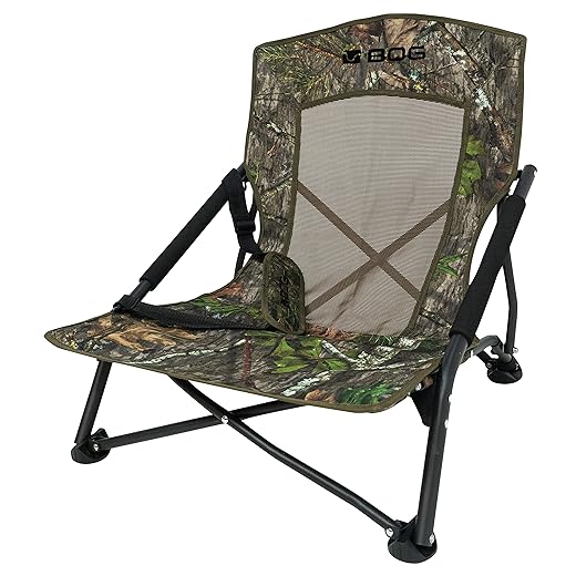 BOG Low Profile Turkey Ground Blind Chair with Rugged Construction, Aluminum Frame, Extended Seat Area, Quiet Setup, Breathable Textilene Fabric, and Carry Bag for Hunting, Shooting, and Outdoors