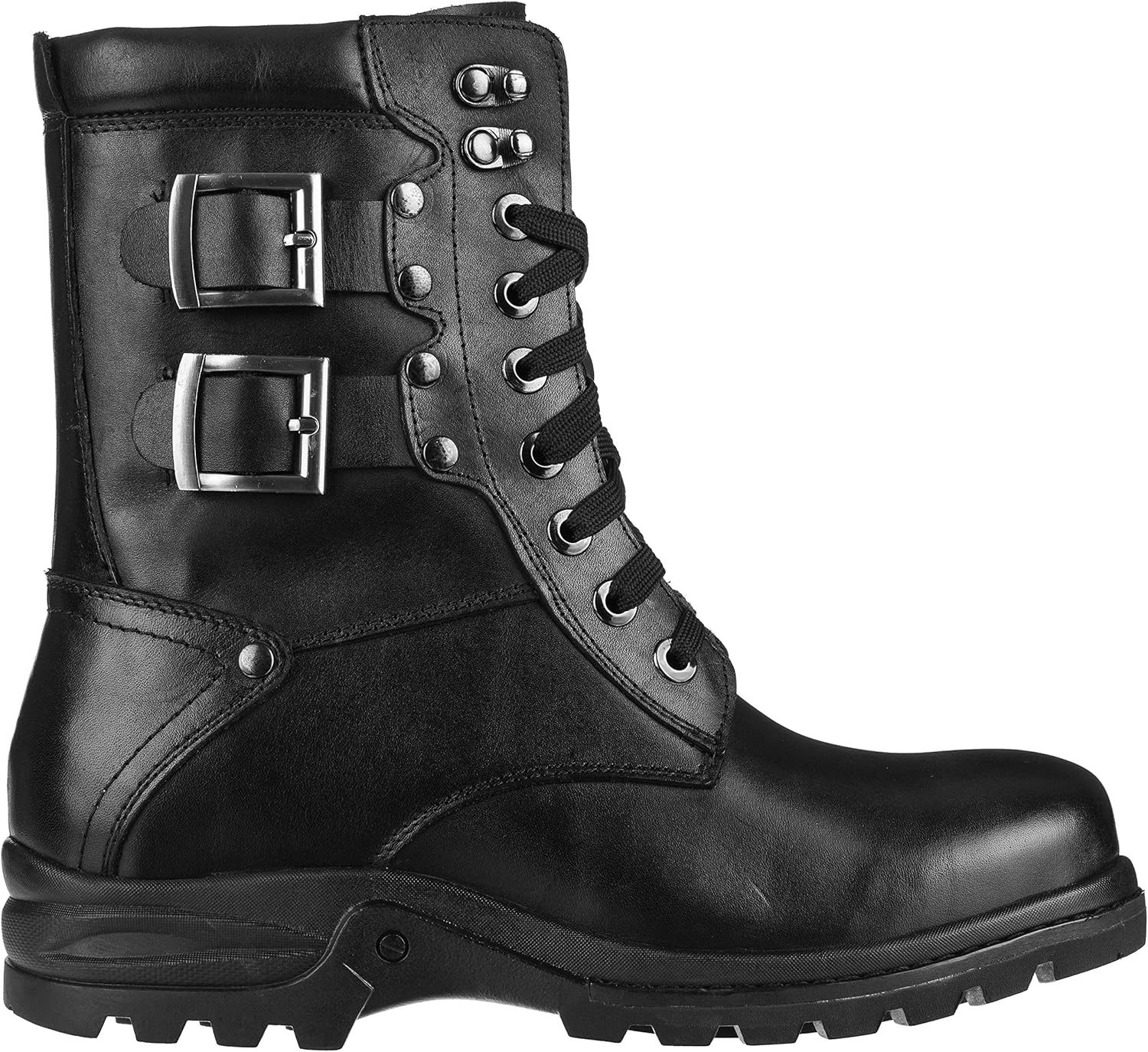 Calden Men's Invisible Height Increasing Elevator Shoes - Black Leather Lace-up High-top Military Boots - 3.1 Inches Taller - K512666 - Size 11 D(M) US