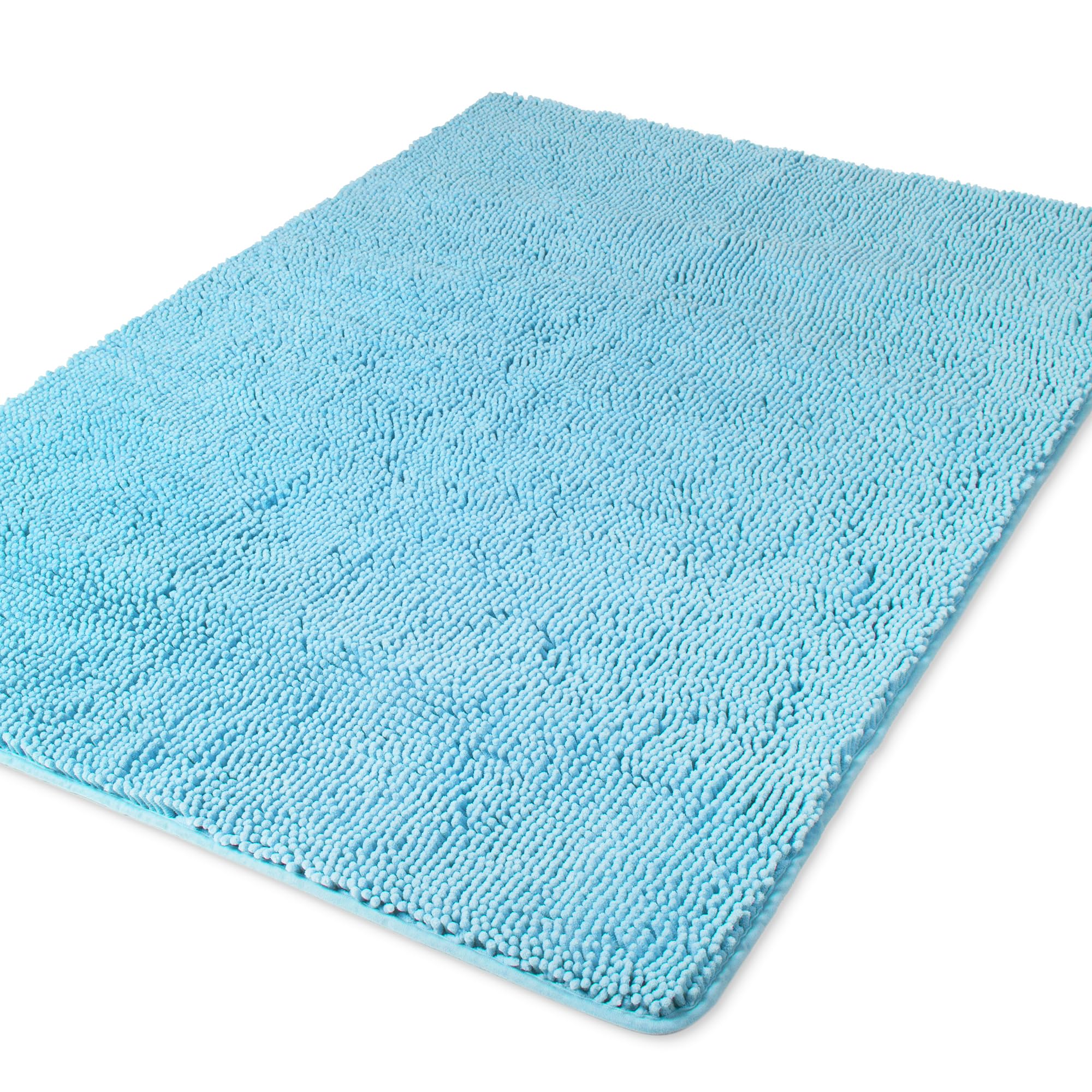 Yeaban Chenille Sky Blue Bathroom Rug 40"x60",Non-Slip Rubber Backing — image 1