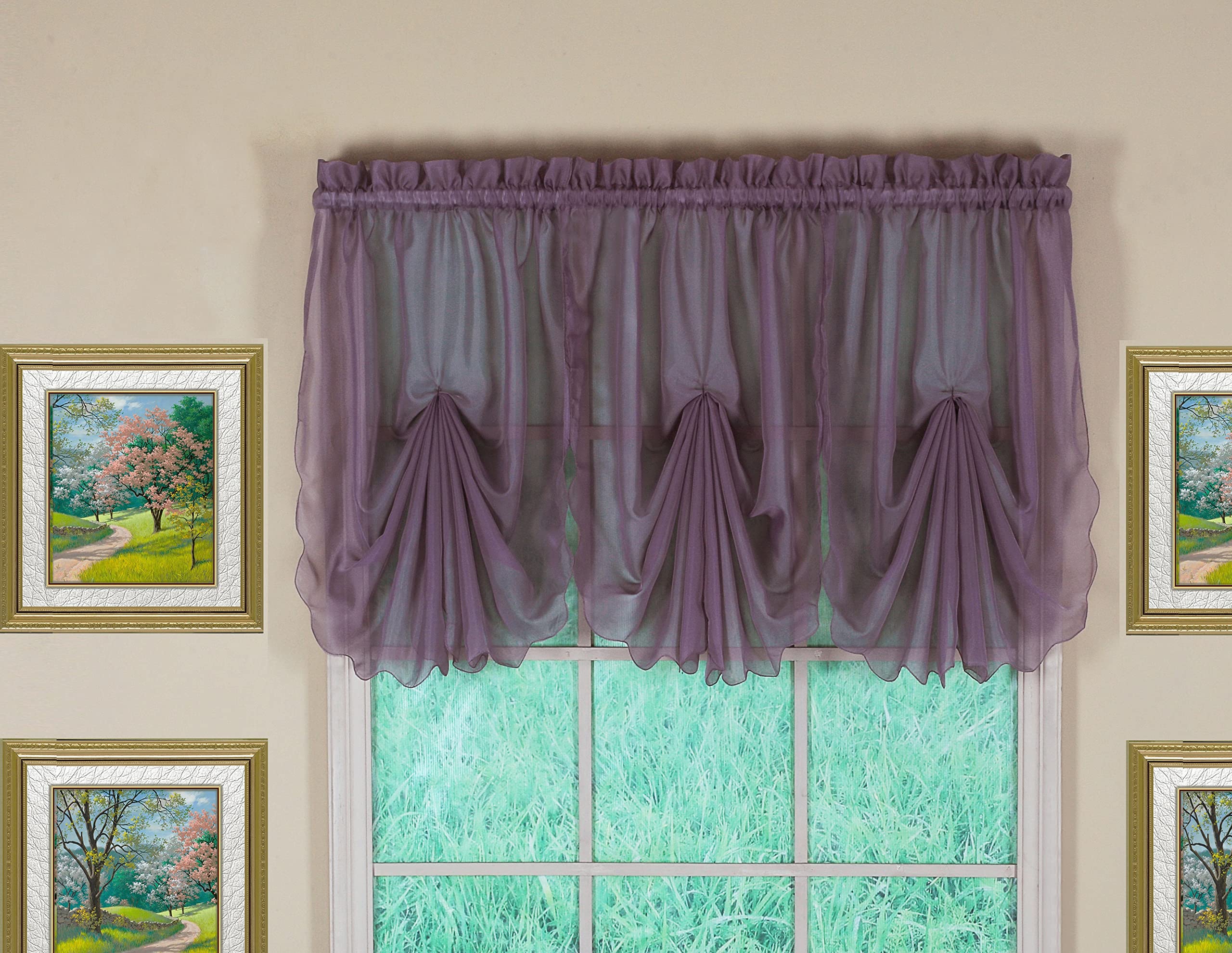 Today's Curtain Emelia Original Voile Fan Insert, Amethyst, 30" W x 40" L, W 30" x L 40" (1 Panels)