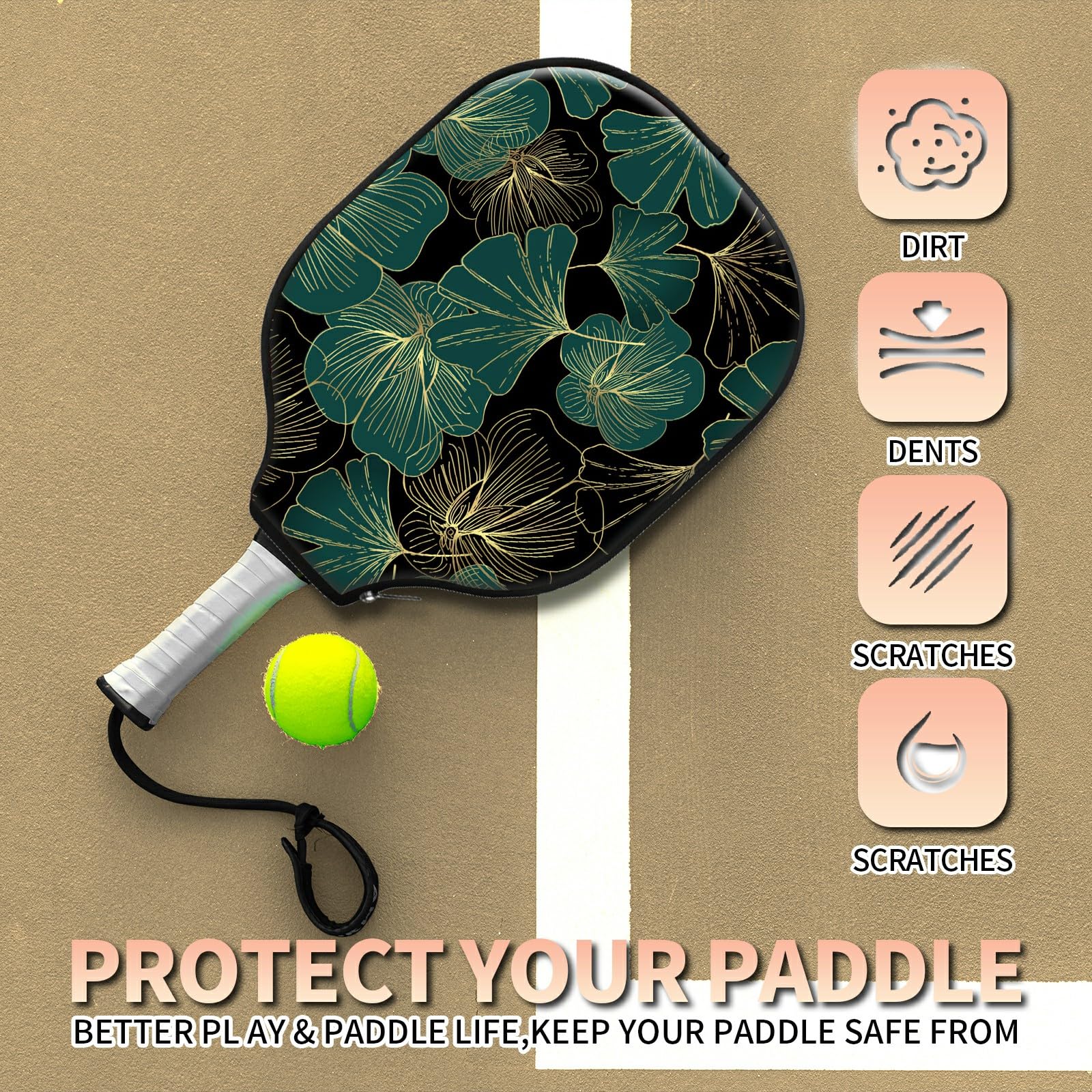 Housse De Protection Néoprène Pour Raquette De Pickleball – YJDOORPLAY, Sangle Réglable, Légère, Anti-chocs