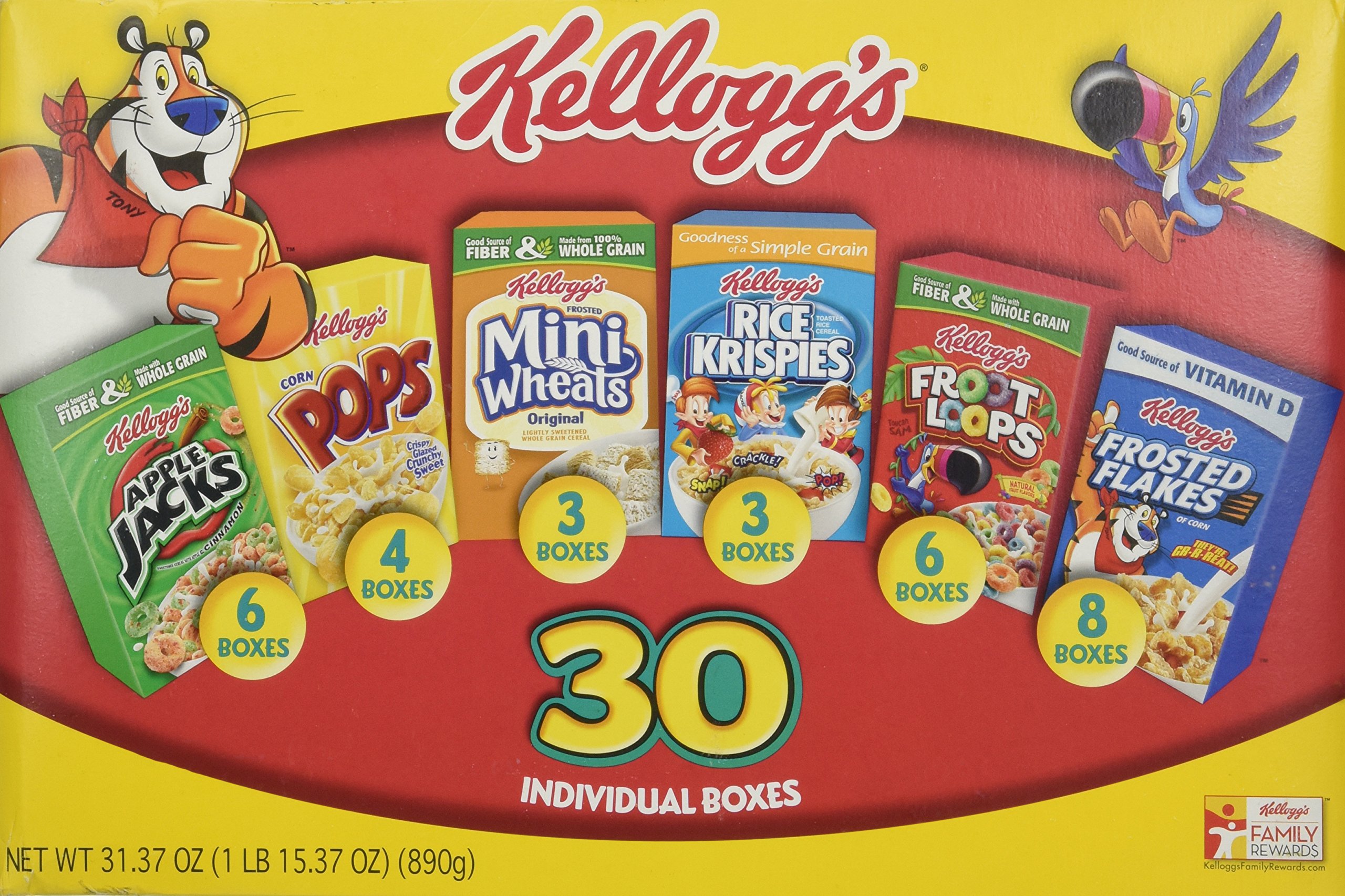 Buy Kellogg's Cereal Jumbo Variety Pack, 31.37 oz, 30 Pack Online at