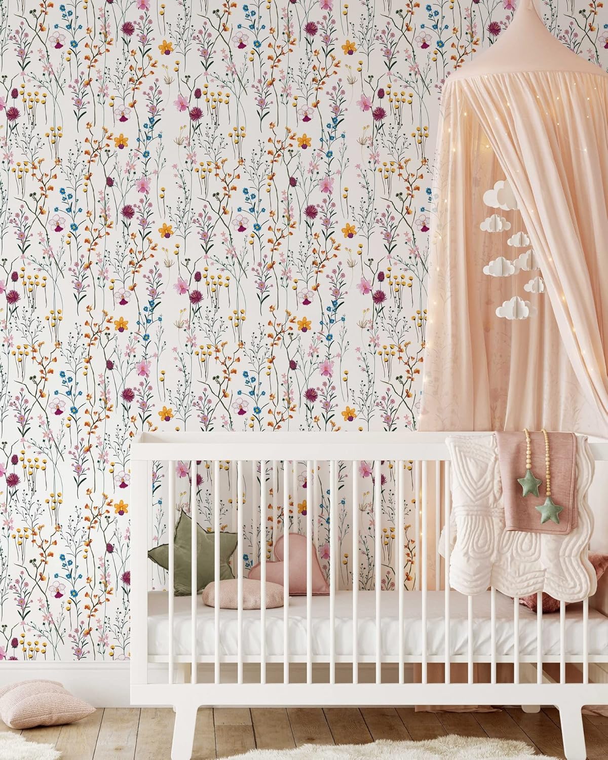 Herbs and Flowers Wallpaper | Removable Self Adhesive Botanical Wallpaper | Floral Peel and Stick Wallpaper (1 roll 24" W x 96" H)