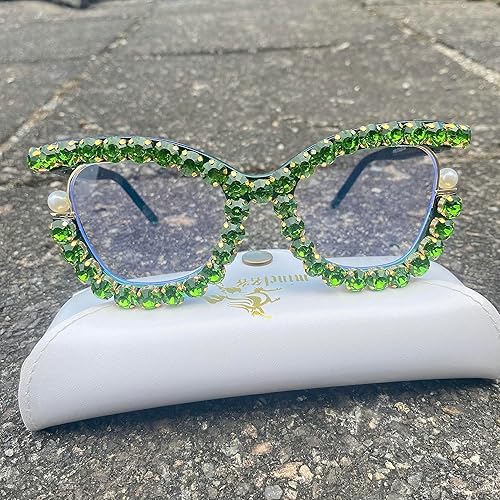 Miniatura 6 de mincl Lentes de lectura bifocales con diamantes de imitación de ojo de gato para mujer, con lupa elegante, con lupa y luz azul