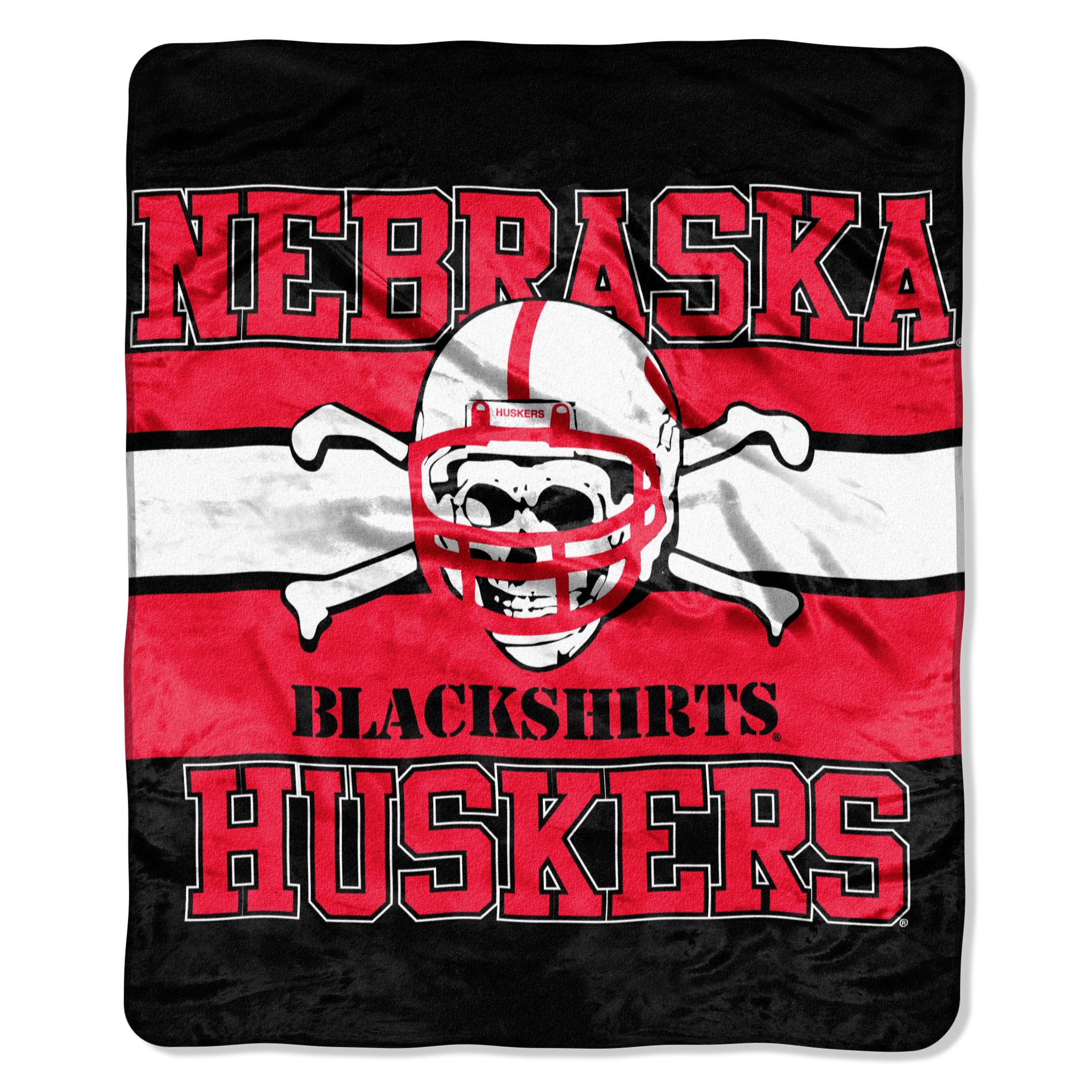 NCAA Nebraska Cornhuskers Raschel Plush Throw Blanket, Stripe Design