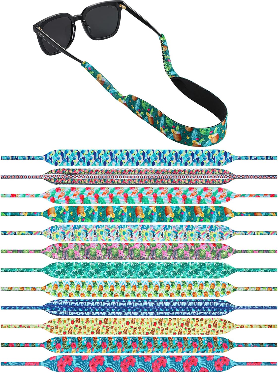Fabbay 12 Pieces Floating Sunglasses Strap Croakies Neoprene Floral