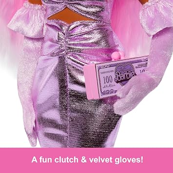 BARBIE STİL İKONU™ Bebek - Pembe Saçlı Klasik Barbie tarzındaki parlak pembe elbisesi ve kadife eldivenleriyle pembe saçlı Barbie Stil İkonu bebek (1) HYV25