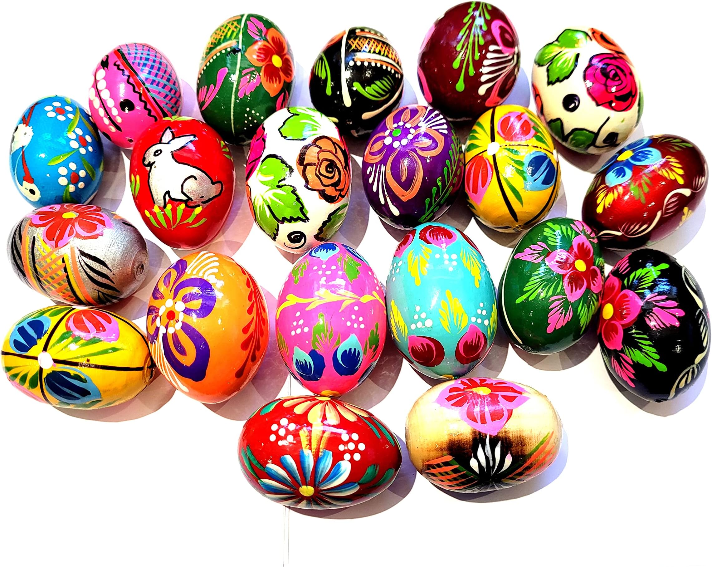 Wooden World - Set of 10 Wooden Easter Eggs Hand Painted easter decoration