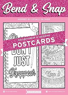 Coloring Broadway - Legally Blonde Inspired Coloring Postcards (Set of 4), Bend and Snap Musical Merchandise, Printed on Matte Card Stock (5" x 7"), Perfect for a Broadway Theater Lover