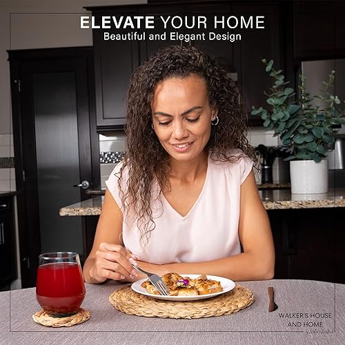 Miniatura 7 de Walker's House and Home Manteles individuales redondos  6 manteles individuales de jacinto de agua resistentes al calor tejidos a mano con 2