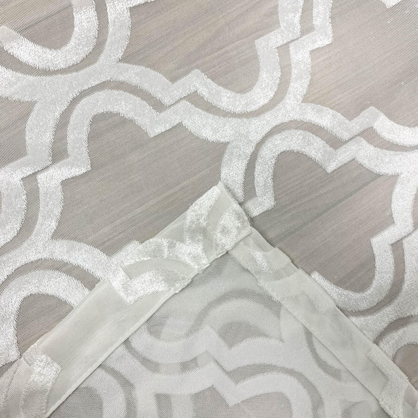 Beydodo Rideaux de Fenetre Voilage, Rideaux à Crochet pour Chambre Lot de 2 102x214cm, Rideau en Polyester Uni Blanc à Motif Géométrique