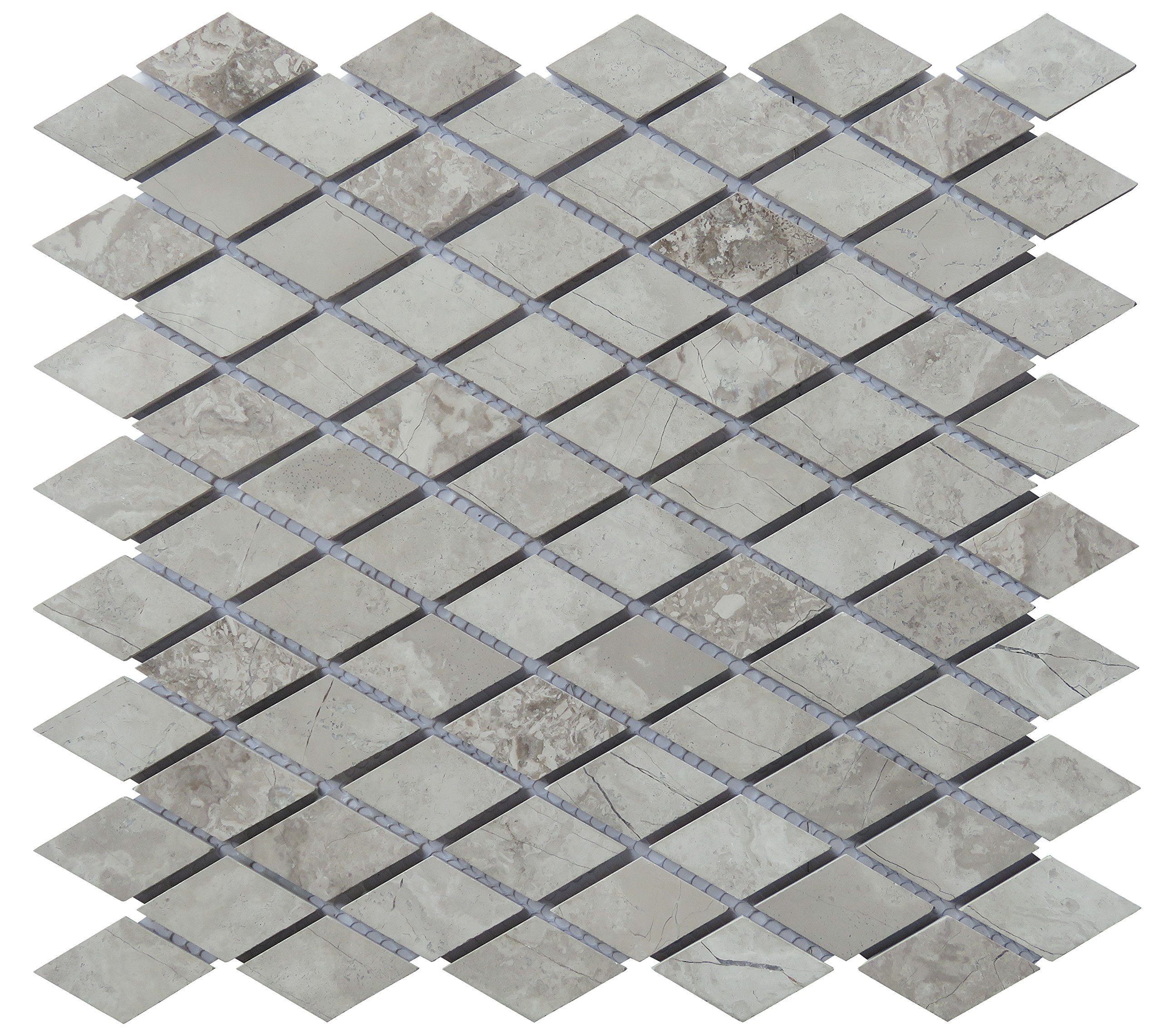 Intrend Tile NS021-A Natural Stone Diamond Mosaic Tile Sheets, Limestone Blend, 13 x 12.25 x .37-Inches