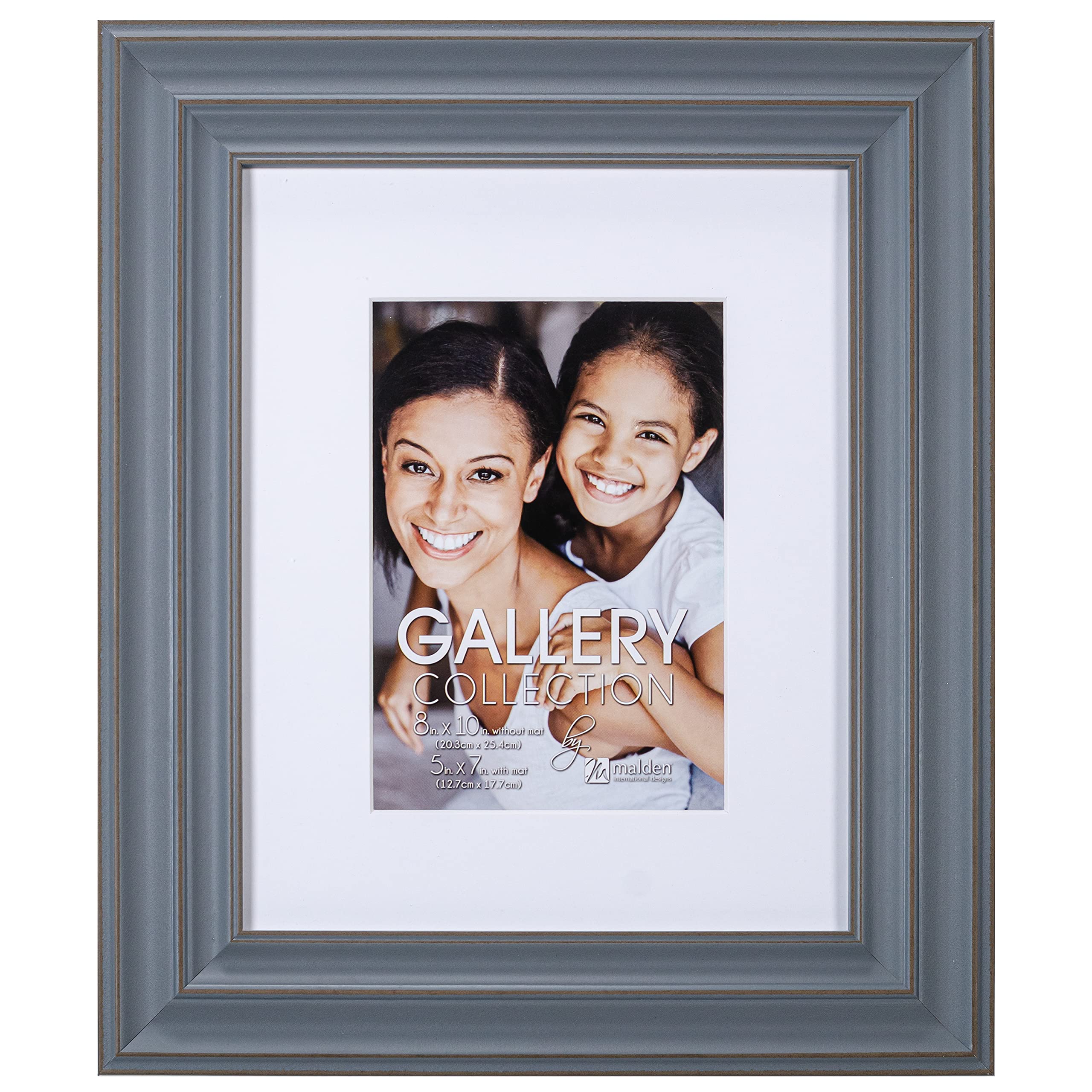 MaldenInternational Designs 5x7/8x10 Rustic Gray Matted Picture Frame, (2429-57)