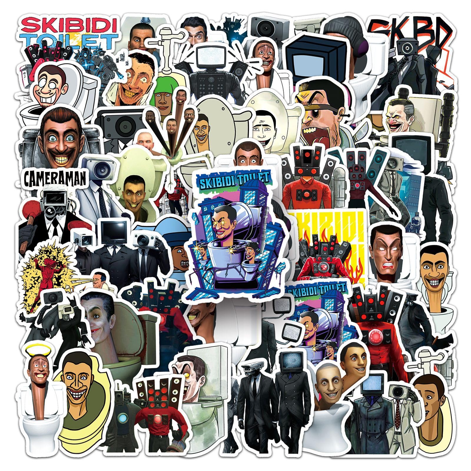 50PCS Game Skibidi Toilet Stickers,Skibidi Toilet Stickers,Teens Boys and Girls Sticker Pack Vinyl Skateboard Guitar Door Laptop Luggage Car Bike Water Bottle Birthday Party Supplies Stickers