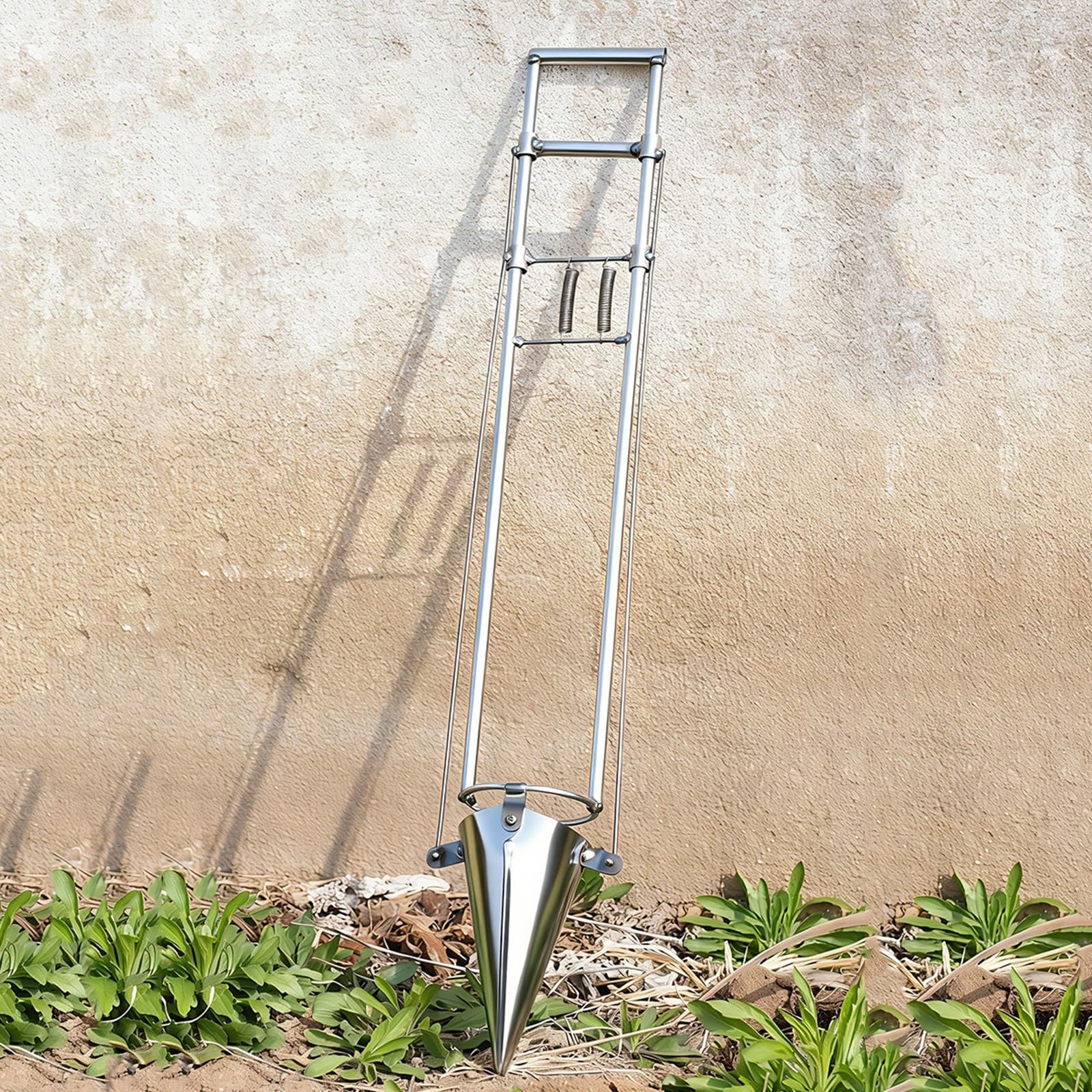 Setzlingspflanzer, Pflanzgerät mit langem Stiel, Rasenstück-Stecher & Bodenprobennehmer, Gartenwerkzeug aus Stahl für Garten & Gewächshaus