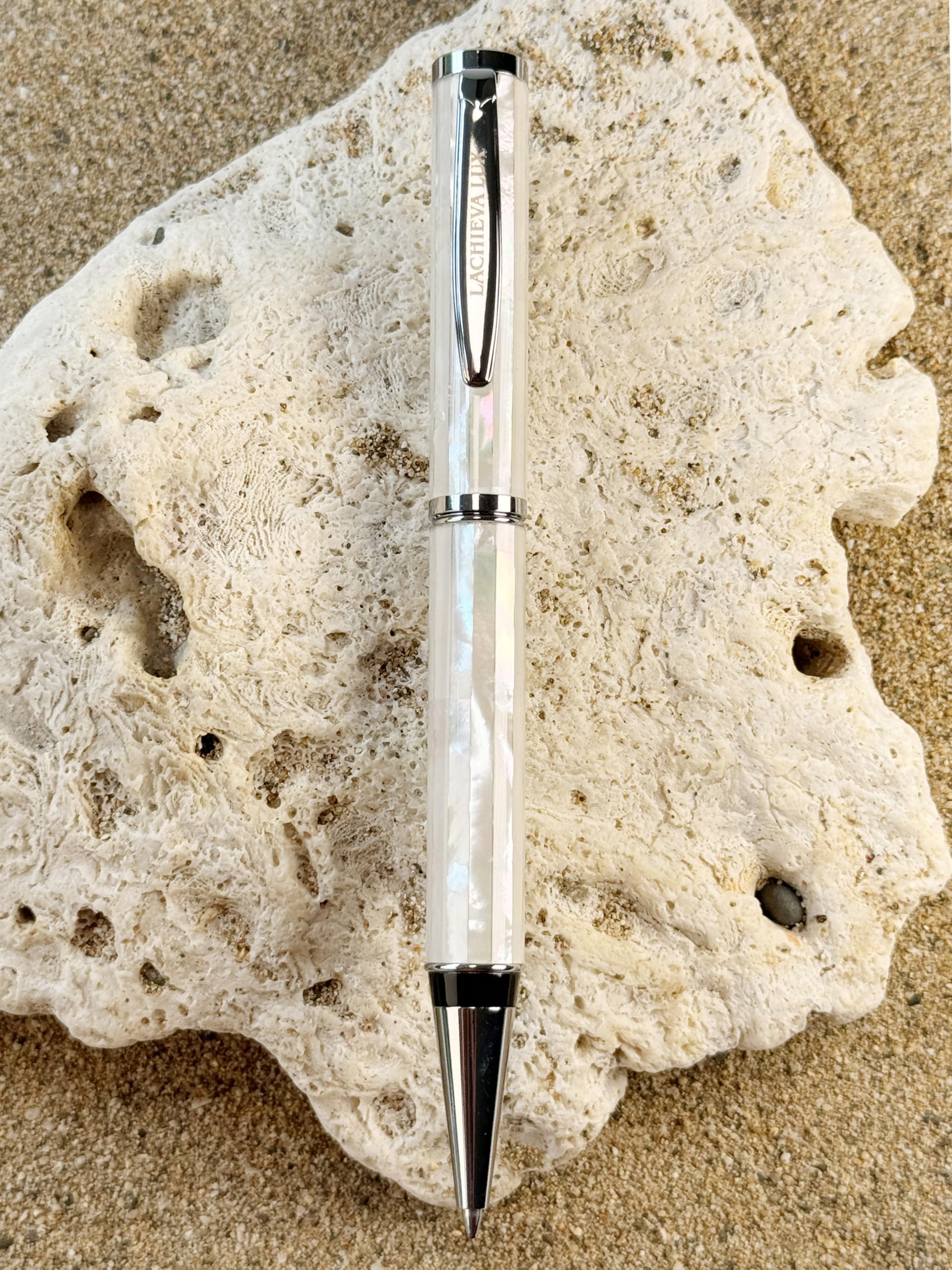 LACHIEVA LUX Stunning Handcrafted Mother of Pearl Ballpoint Pen with German P900M 1 0MM Refill Luxury White Shell — view 6