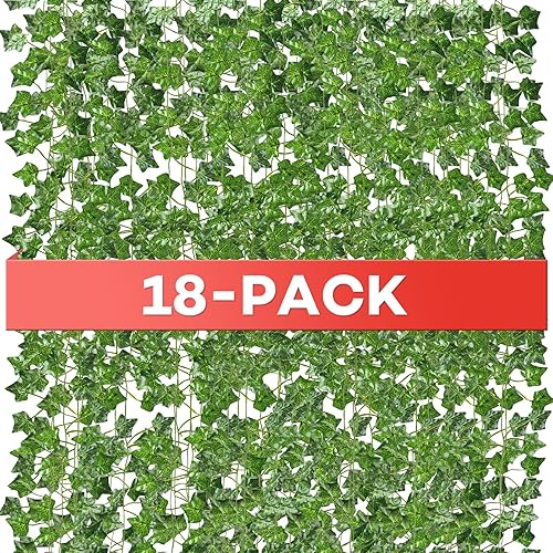 18 Pack 126 Feet Vines,Ivy,Ivy Garland,Fake Ivy,Fake Leaves,Ivy Vines,Artificial Vines,Green