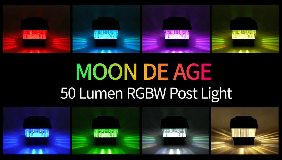 MOON-DE-AGE RGB&Warm Solar Post Cap Lights 50 Lumen, Outdoor 4x4