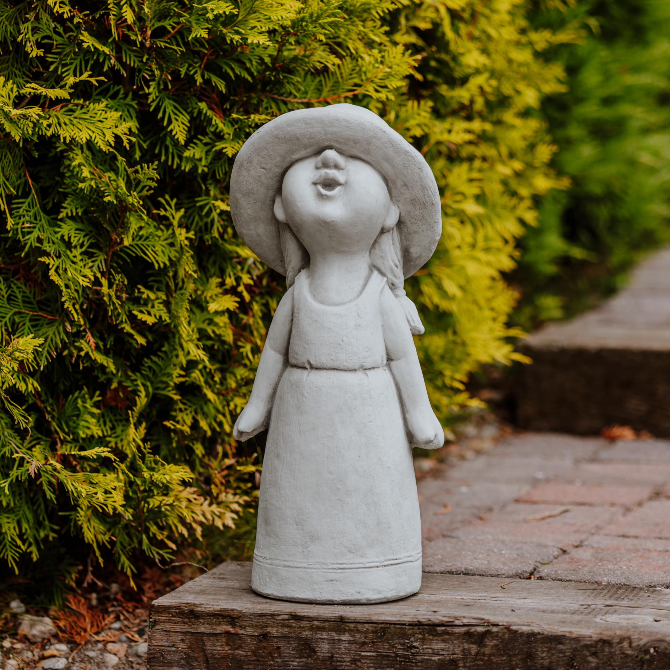 gartendekoparadies.de Mädchen Figur, Steinfigur H. 49 cm, 17 kg, Grau, frostsicher aus Steinguss für Außenbereich