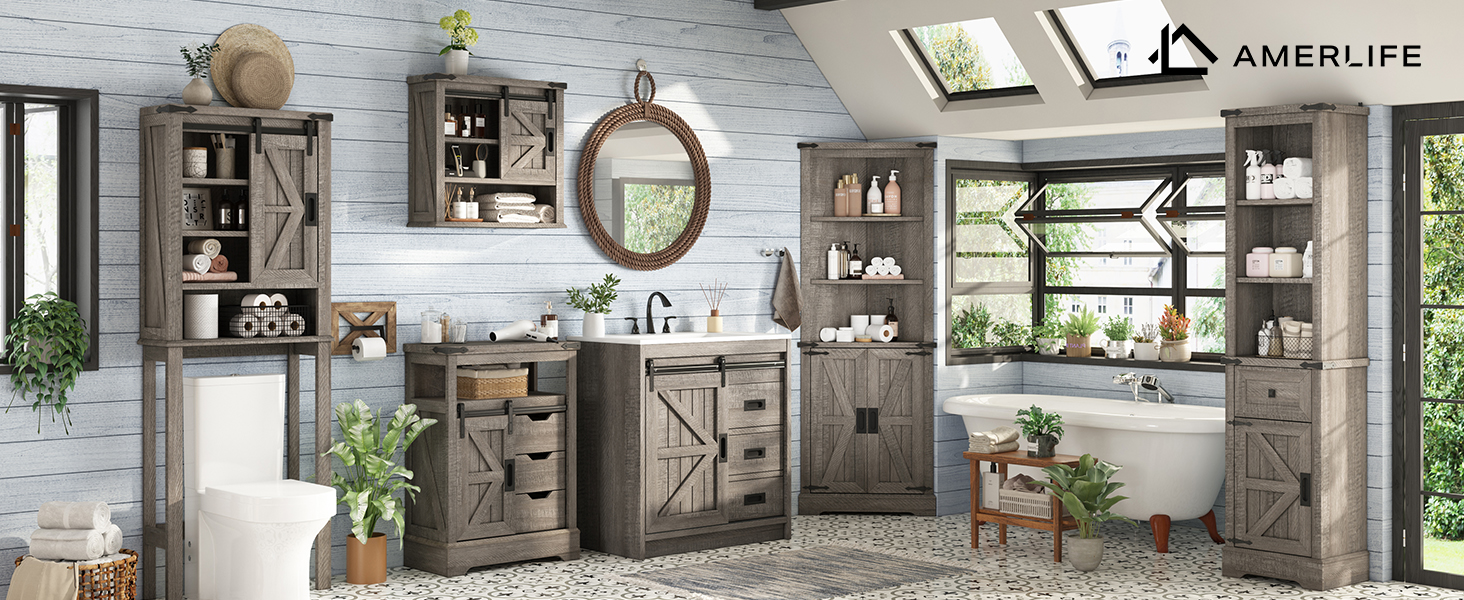 Bath Storage Cabinet キャビネット アメリカ　家具　雑貨 Amazon.com: AMERLIFE 68