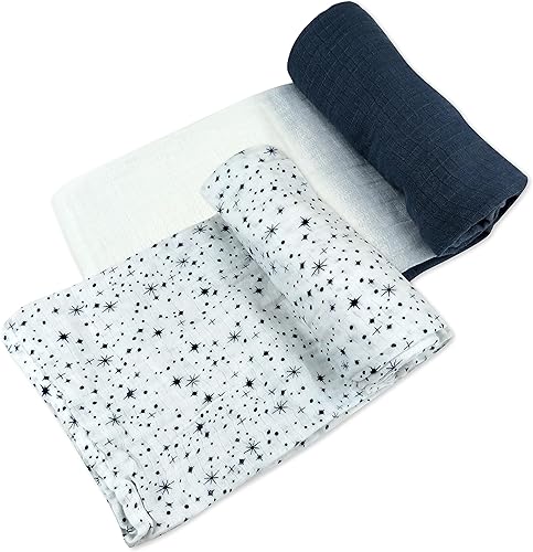 HonestBaby Paquete de 2 mantas para envolver de algodón orgánico, Twinkle Star azul marino, talla única disponible en Yaxa Venezuela