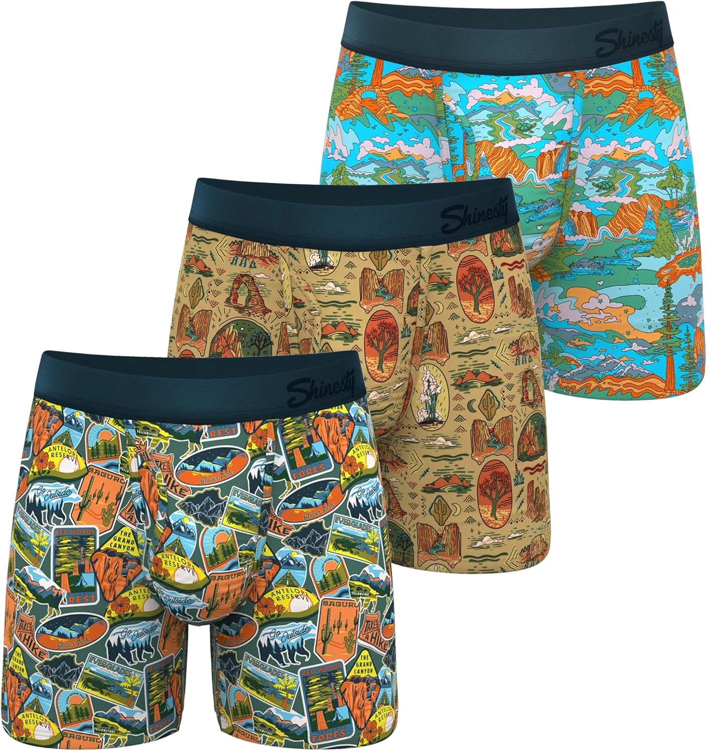 Shinesty Boxer Briefs for Men Pack of 3 - Hammock Support Pouch Underwear for Men with Fly