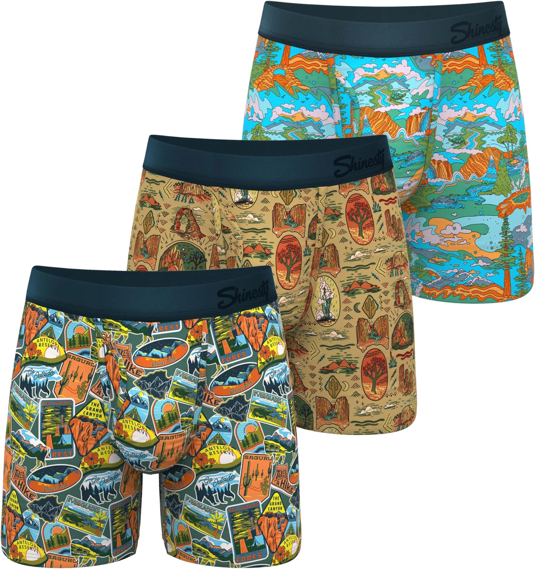 Shinesty Boxer Briefs for Men Pack of 3 - Hammock Support Pouch Underwear for Men with Fly