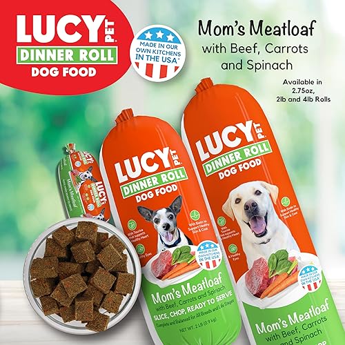 Miniatura 2 de Lucy Pet Dinner Rolls-Mom's Meatloaf Beef con zanahorias y espinacas 2lb