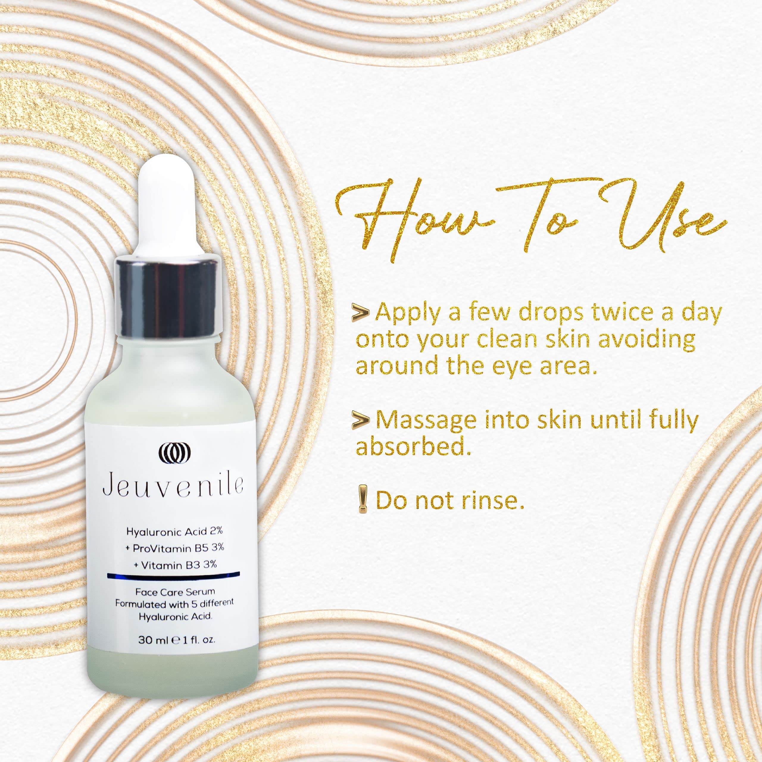 Jeuvenile Hyaluronic Acid Face Care Serum, Intense Hydration and Anti-Aging Formula, Non-greasy, Hydration booster skincare - Image 3