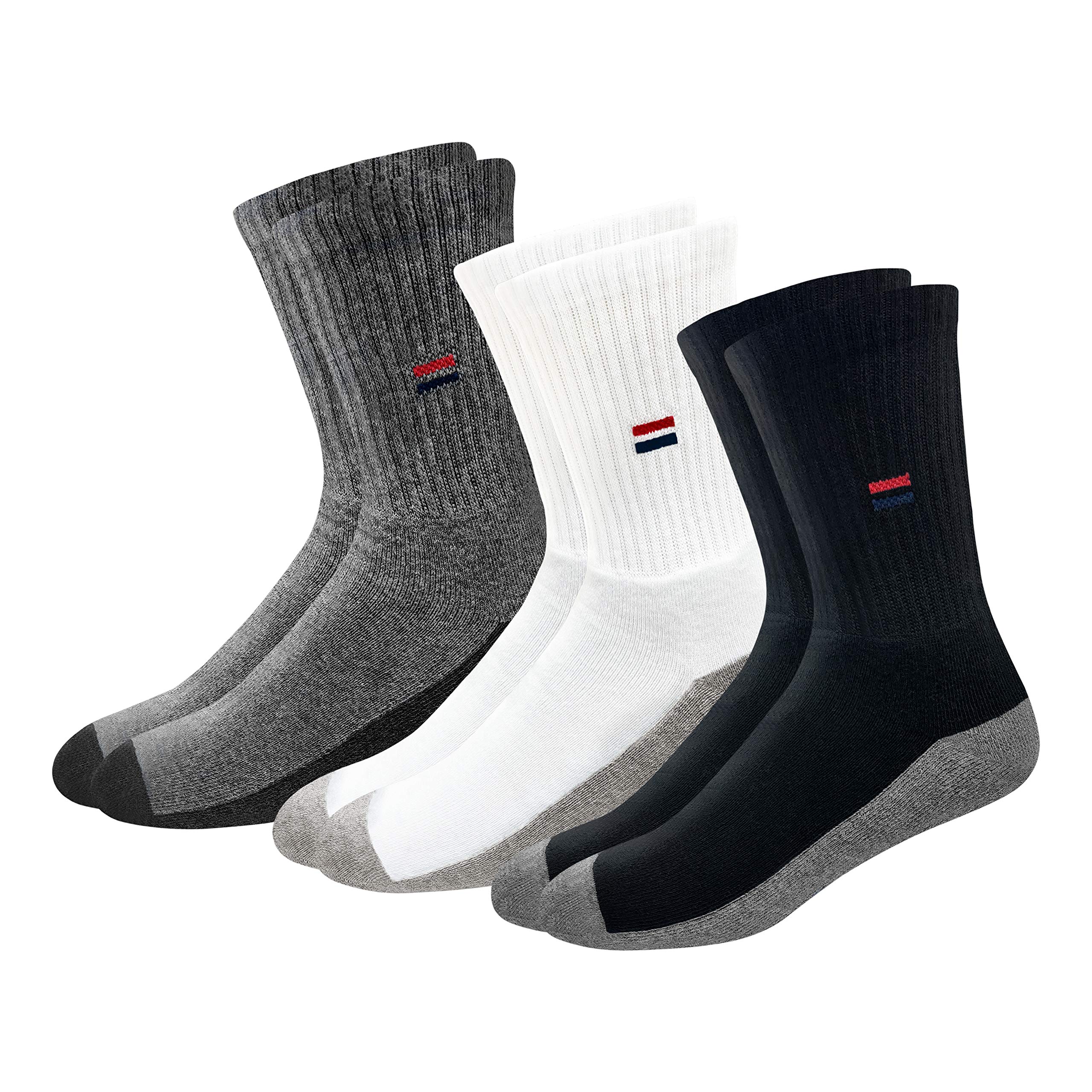 Men's Solid Cotton Cushion Comfort Crew Socks, Pack of 3 (Free Size)