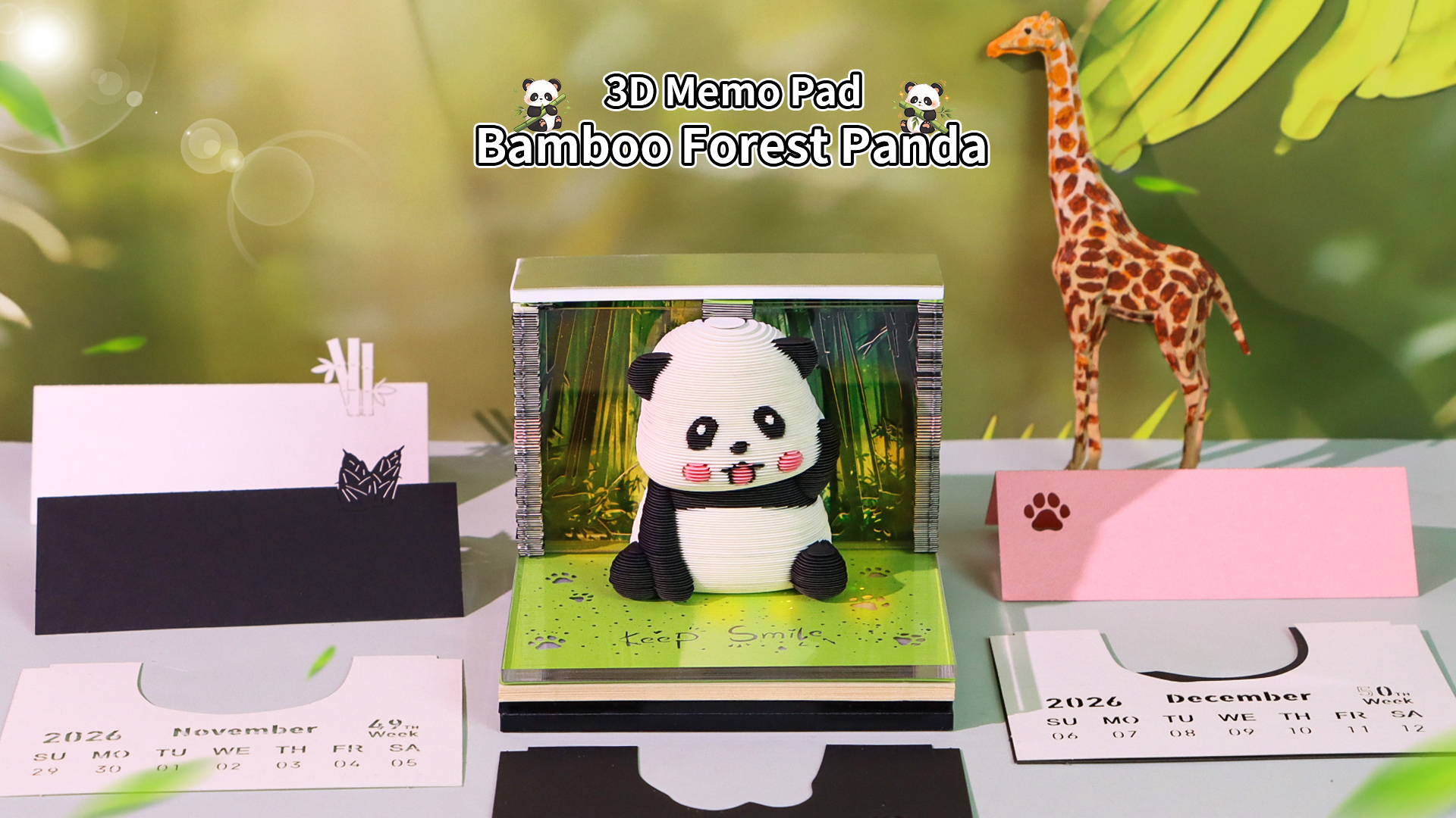 Watch bamboo forest panda 3d art calendar memo pad 2026 on Amazon Live