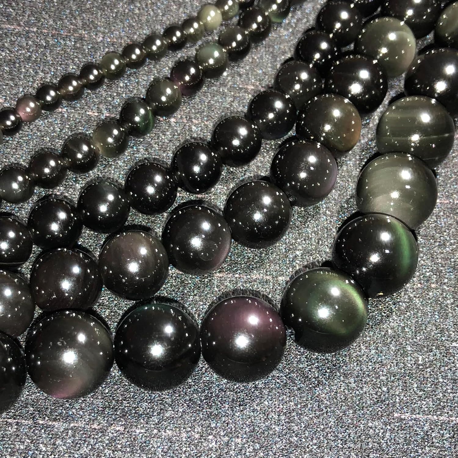Cynbpm Rare Gemstone Natural Stone Beads Rainbow Obsidian Round Loose Beads for Jewelry Making DIY Bracelet Necklace 10mm - Image 6