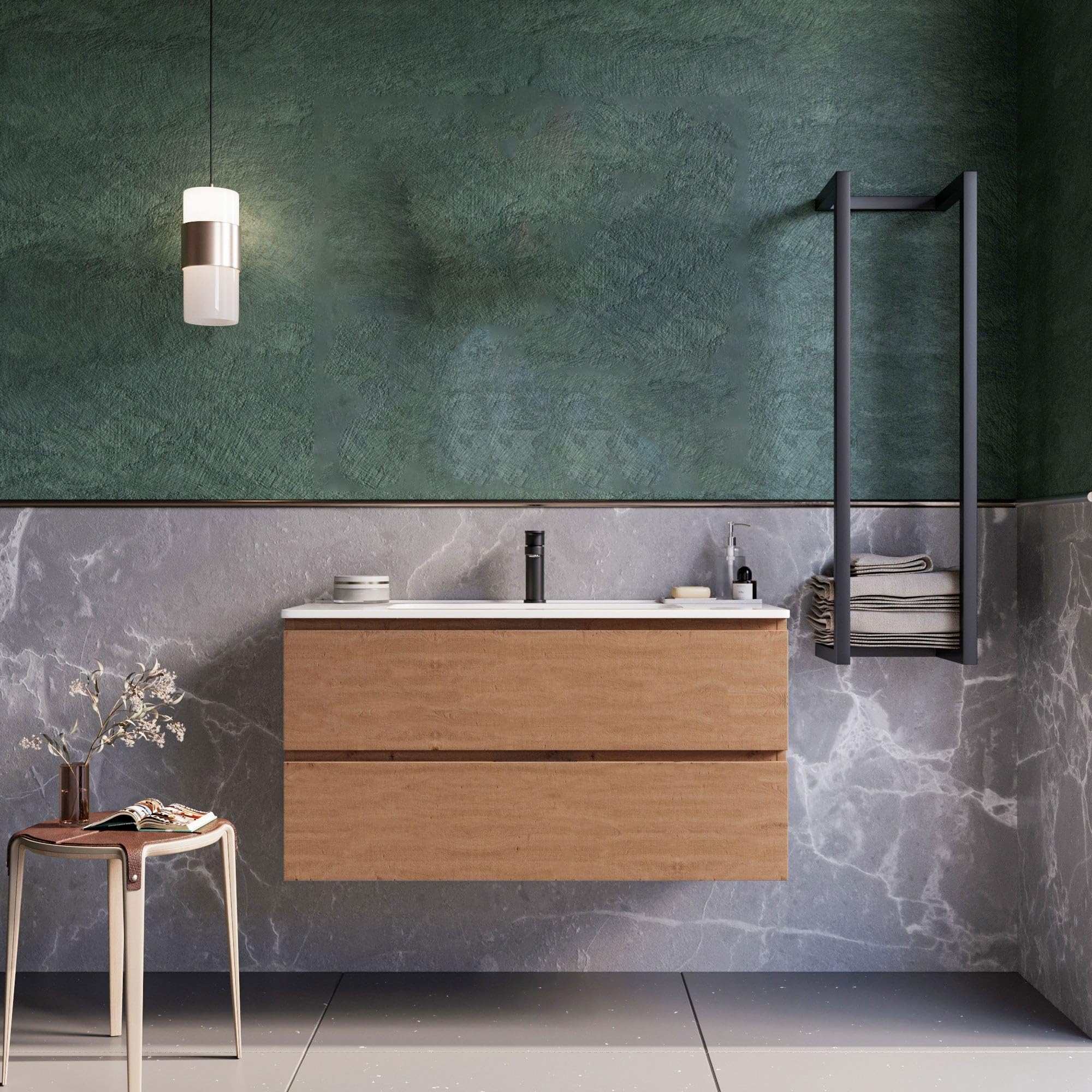 Mobile bagno sospeso 100 cm Rovere Cartagena Seattle Senza Specchio