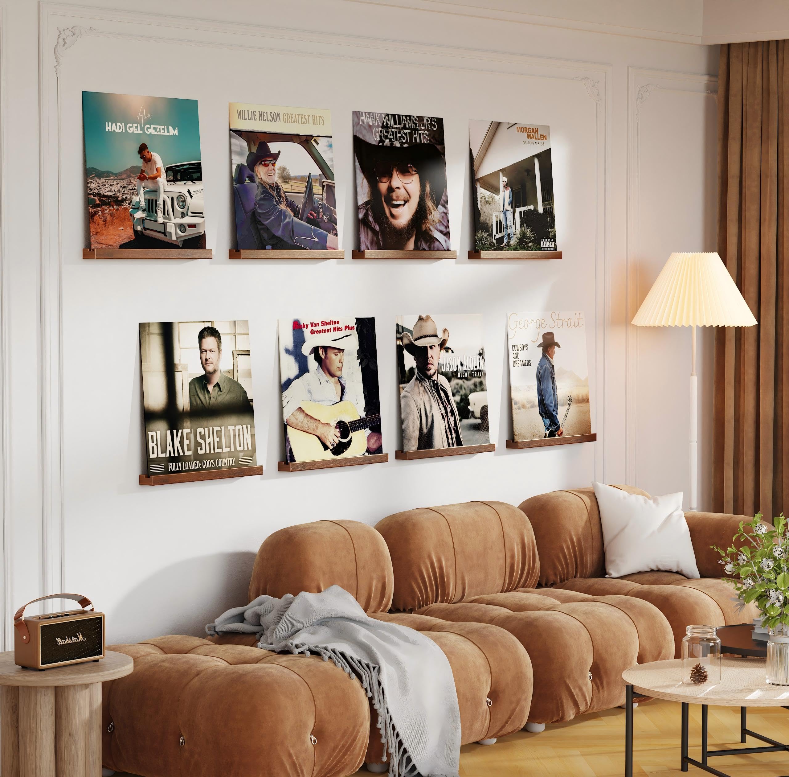 8 Stück Schallplatten Wandhalterung, Holz Vinyl Halter, Schallplatten Regal Halter Wand, Vinyl Wandhalterung, Zur Platzierung Von Schallplatten, CD, Fotoalben Und Sammlungen(Nussbraun)