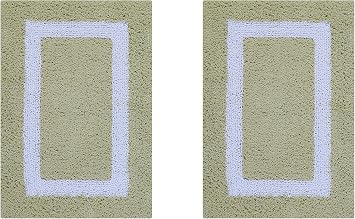 Better Trends 100% Cotton Hotel Collection Bath Mats Set, Sage & White Mats - Tufted, Reversible & Absorbent & Machine Washable 2 Piece Bathroom Rug Set, Shower & Sink Bath Rug