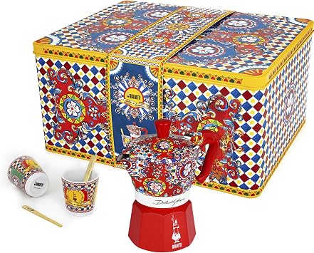 Bialetti Dolce & Gabbana Moka Express & Espresso Cup Set, Direct Flame Coffee Maker, Espresso Maker, Moka Pot