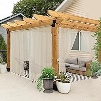 HolidayIdeas 6-Pack All-Weather Outdoor Sheer Curtains, Linen Look Rod Pocket 54x84 Inch for Porch, Patio, Gazebo, Pergola