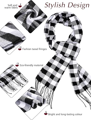 Miniatura 4 de SATINIOR Bufanda de lana cuadriculada para mujer, 2 piezas, bufandas de invierno, manta cálida, bufanda a cuadros