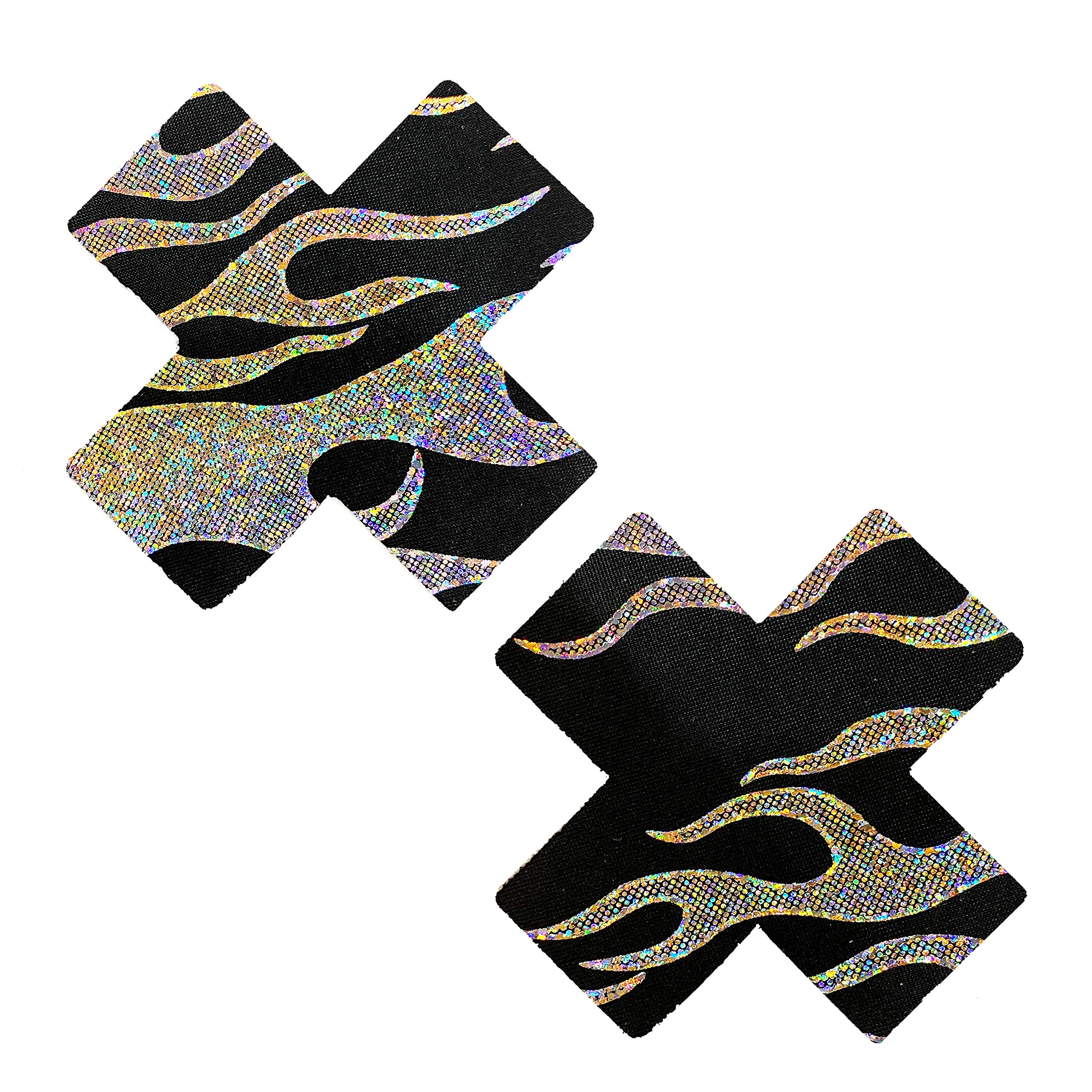 Neva Nude Iridescent Crystal Beamz Nipztix Pasties Nipple Covers for Festivals, Raves, Lingerie and More, Made in USA