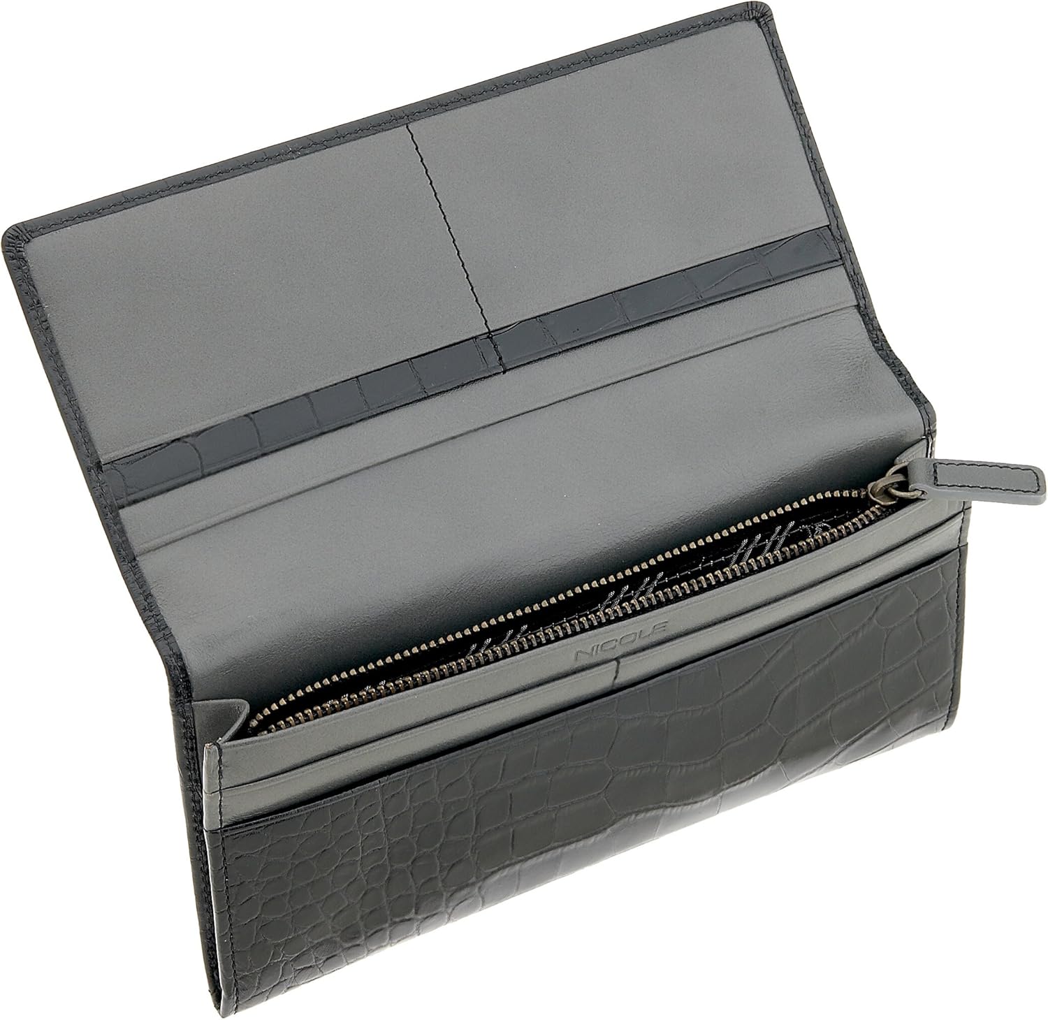 Amazon | [ニコル] クロコ型押し(牛革)長財布【クルーク】内側牛革