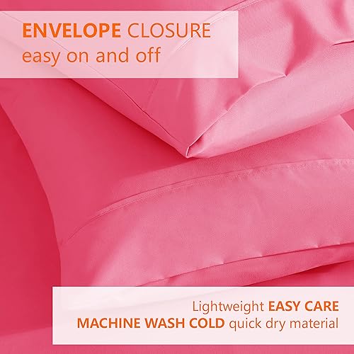 Miniatura 3 de American Home Collection Juego de 2 fundas de almohada de microfibra de doble cepillado, suaves y de fácil cuidado (rosa, tamaño King 20 x 40