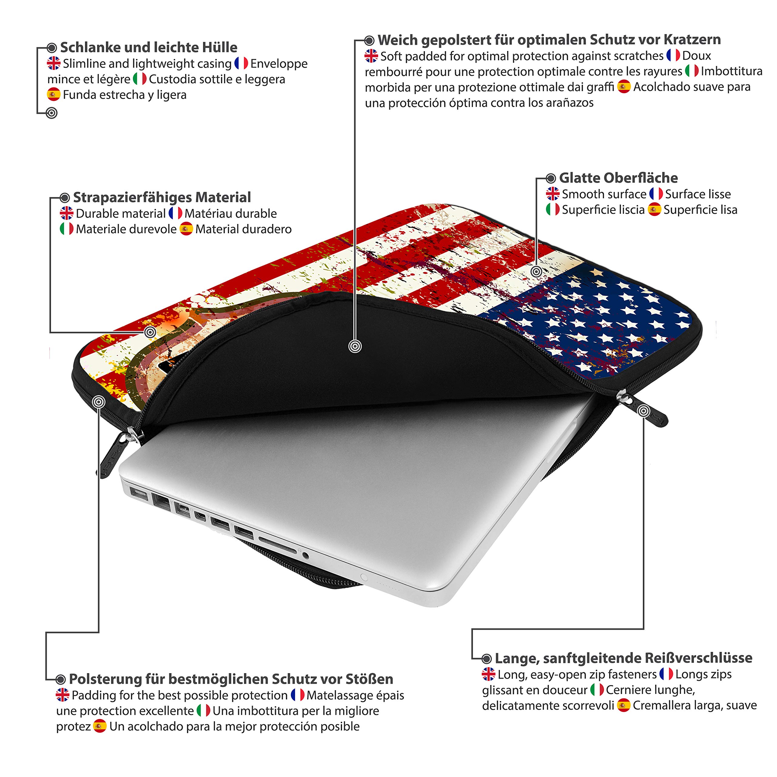 PEDEA GmbH 66060464 - Funda Protectora para portátil de 15.6" con diseño Stars and Stripes — view 4