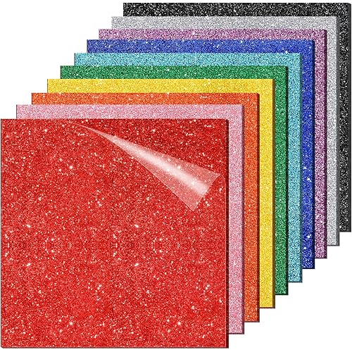 Adrattnay Glitter Acrylic Sheets 1/8" Thick, 10Pcs 8 x 8 in Cast Acrylic Sheets 3 mm for Laser Cutting, Glitter Acrylic Sheets for Signs, Pet Tags, DIY Crafts Decoration Laser Engraving Material