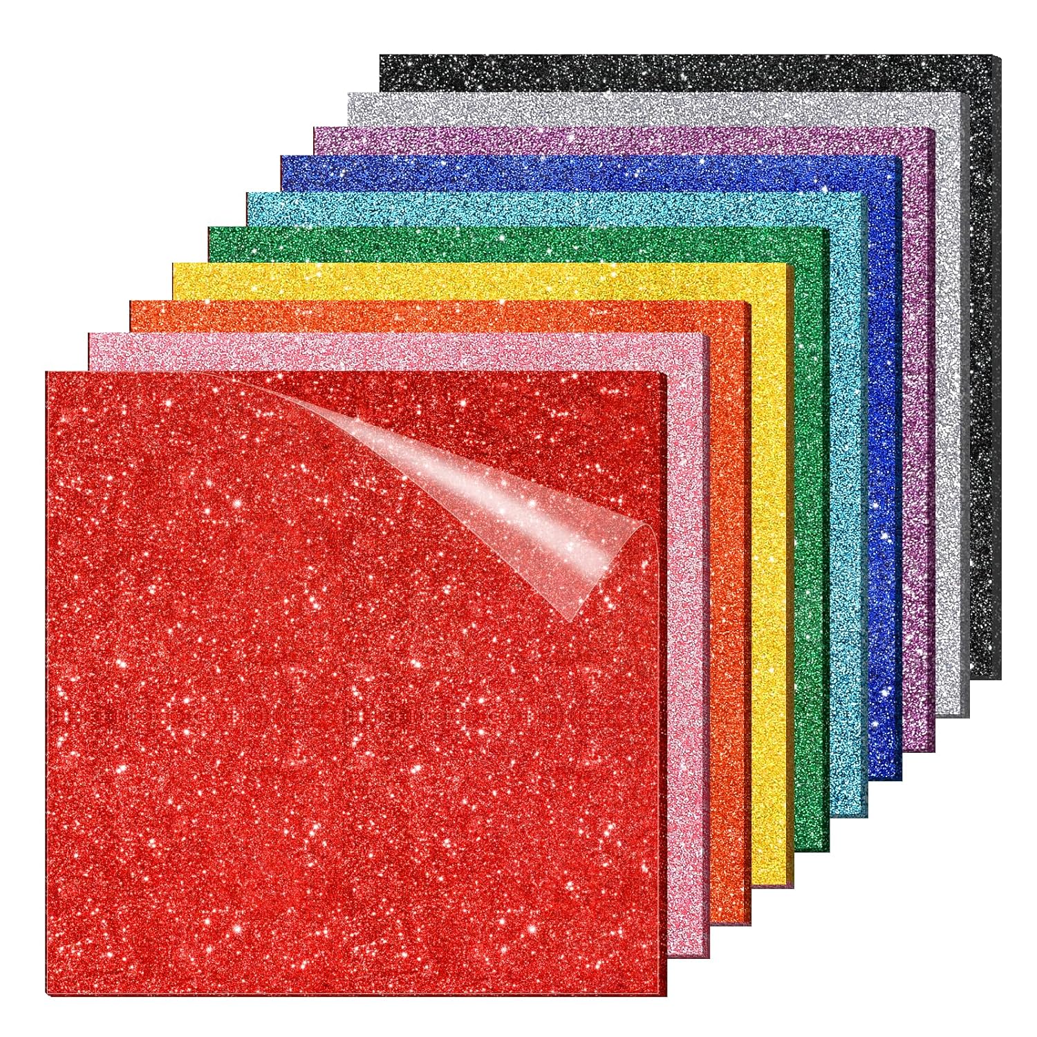 Adrattnay Glitter Acrylic Sheets 1/8" Thick, 10Pcs 8 x 8 in Cast Acrylic Sheets 3 mm for Laser Cutting, Glitter Acrylic Sheets for Signs, Pet Tags, DIY Crafts Decoration Laser Engraving Material 8 x 8 x 1/8in 10