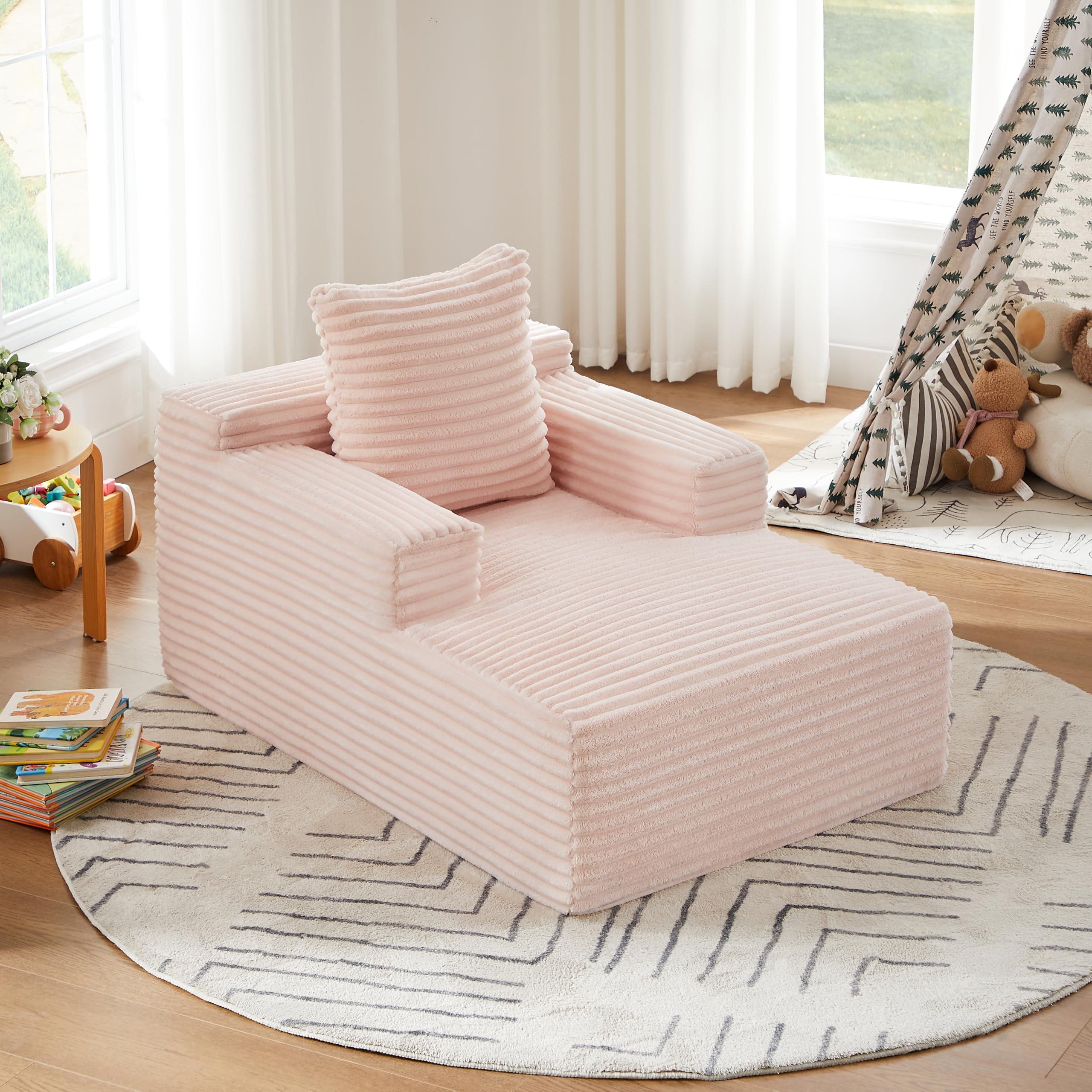 okwish Bodensofa, Boneless Sofa, Chaiselongue, Rosa 117 cm