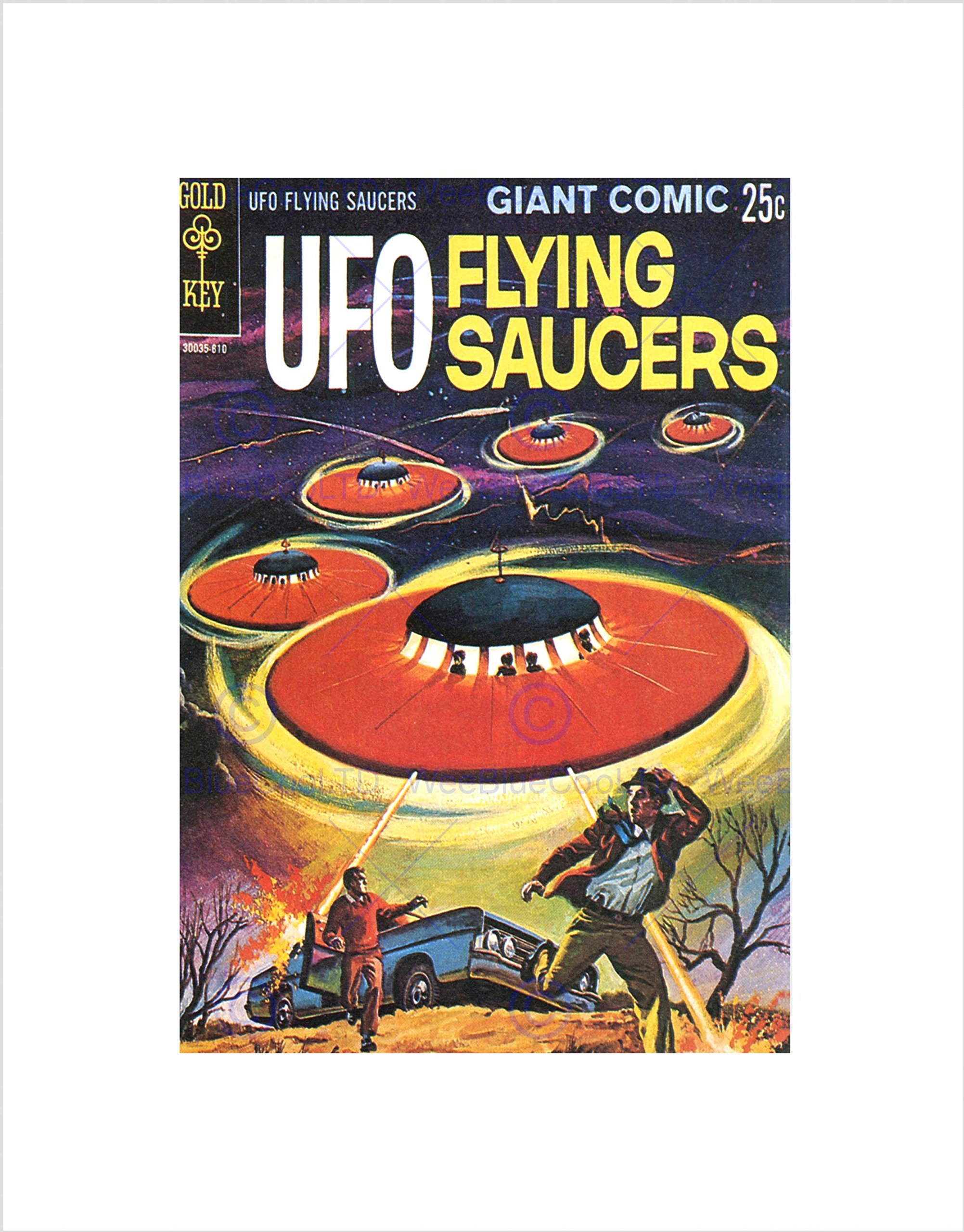Wee Blue Coo Comic Book Cover Ufo Flying Saucers Alien Sci Fi Wall Art Print