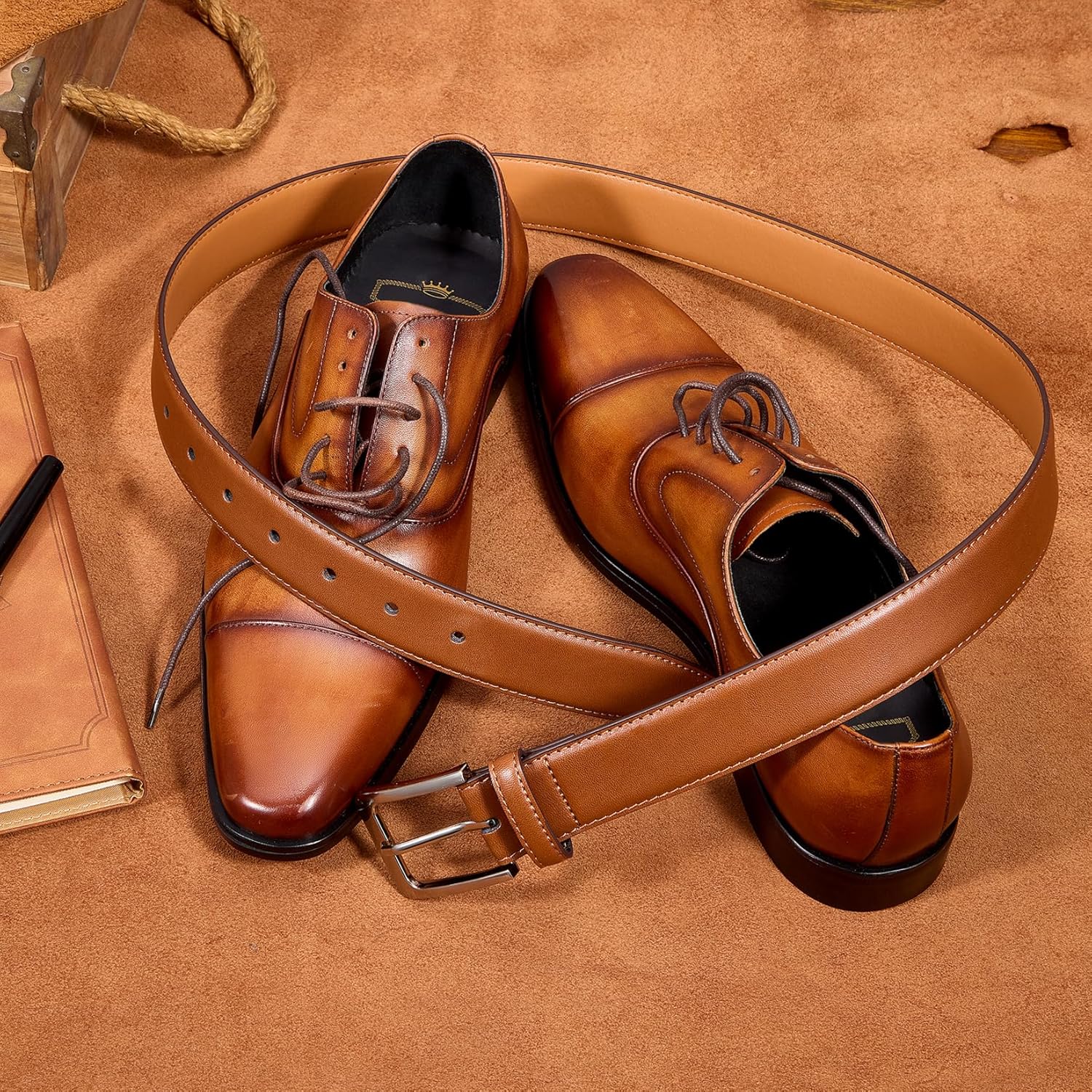 VATAN Men's Genuine Leather Dress Belts, Handmade Classic Every Day Leather Jeans Belt for Men Work Business Casual - Image 3