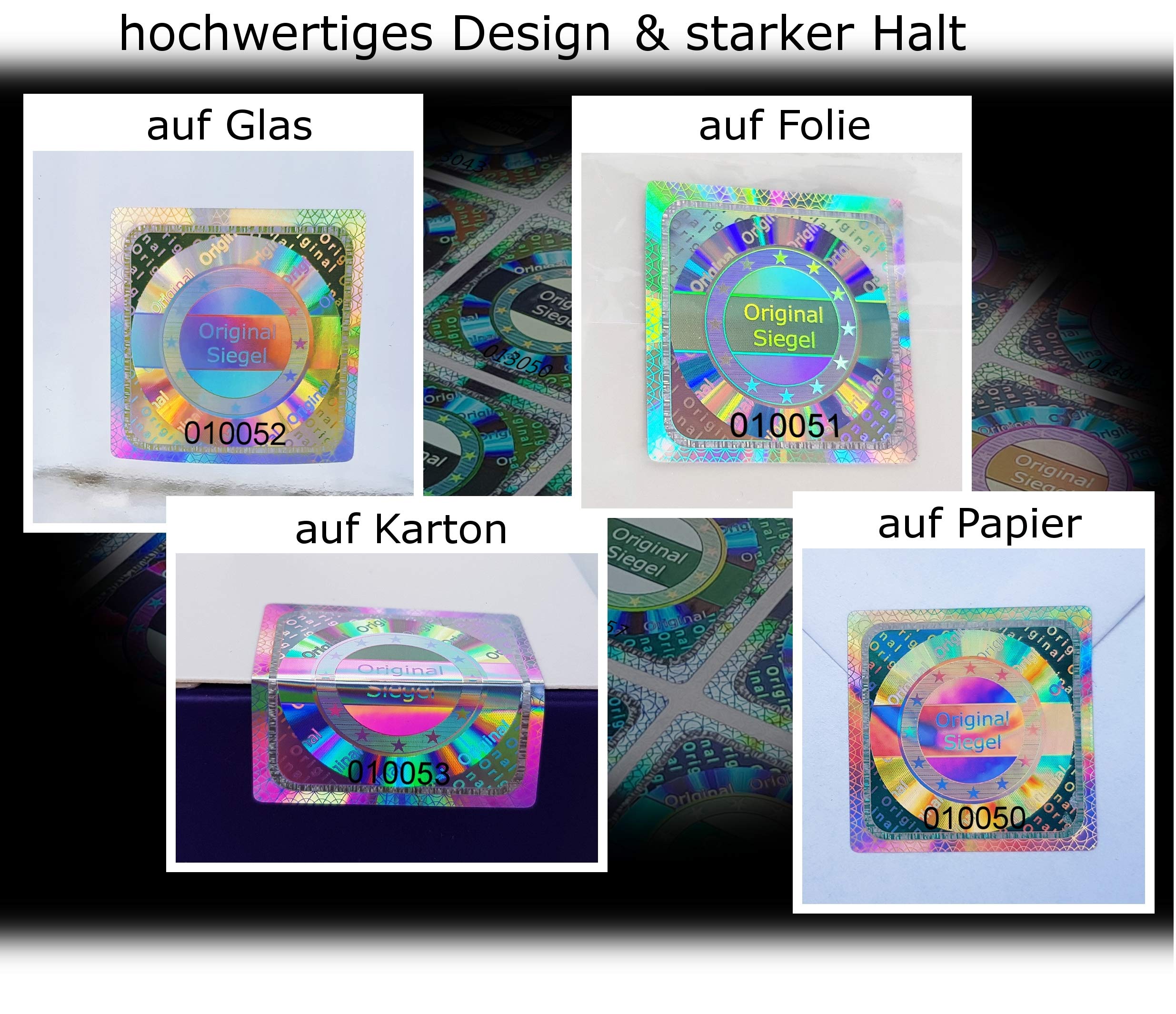 500 Stk - 3D Hologramm Original-Siegel mit Seriennummer - 25mm silber glänzend - Sicherheitssiegel, Qualitätssiegel Garantiesiegel Sicherheitsetiketten selbstklebendes Etikett Verschlusssiegel