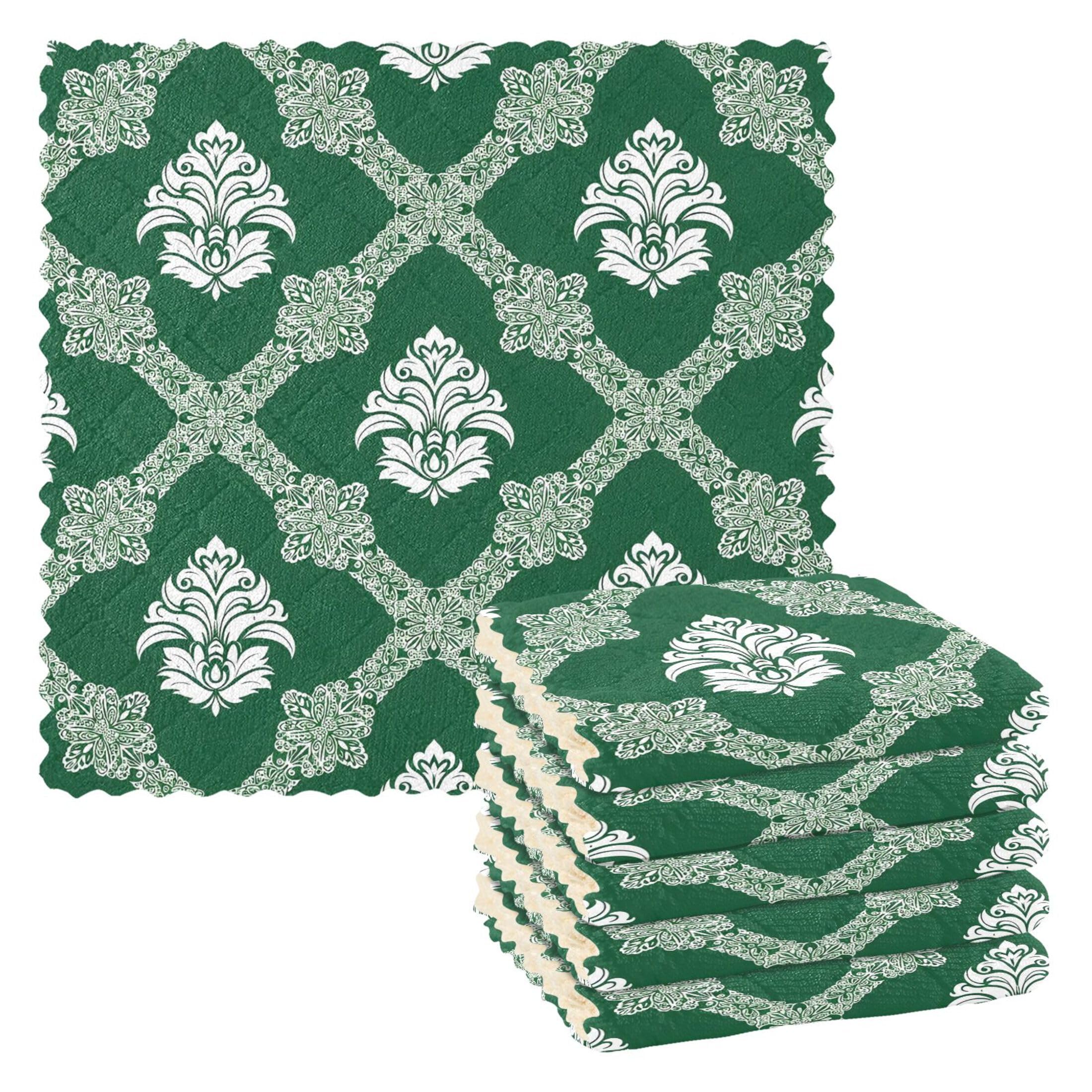 Fuauuyl Tribal Flower Kitchen Dish Towel Set of 6, Soft Absorbent Washable Cleaning Cloths Dish Rags Tea Bar Drying Towels, 11x11 In