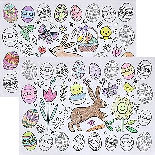 Iconikal Color-Your-Own 2-Sided Reversible Disposable Paper Place Mats, 14 x 10-inches, Easter, 22-Count